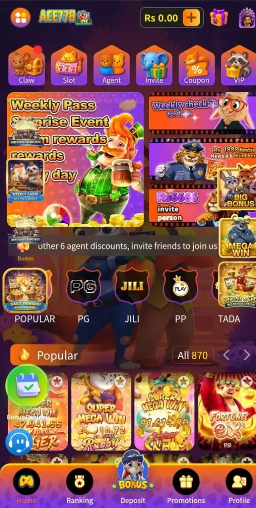 ACE778 Game interface screenshot image.