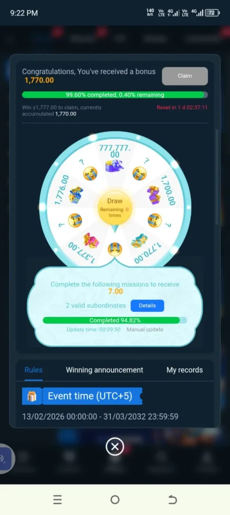 The platform provides daily bonuses and periodic promotions.