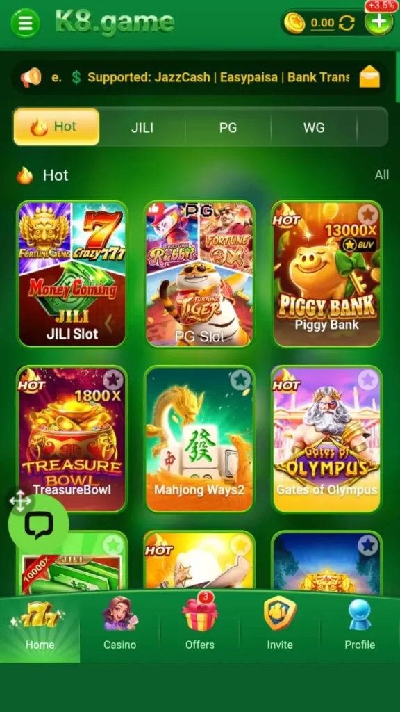 K8 Game interface screenshot image.