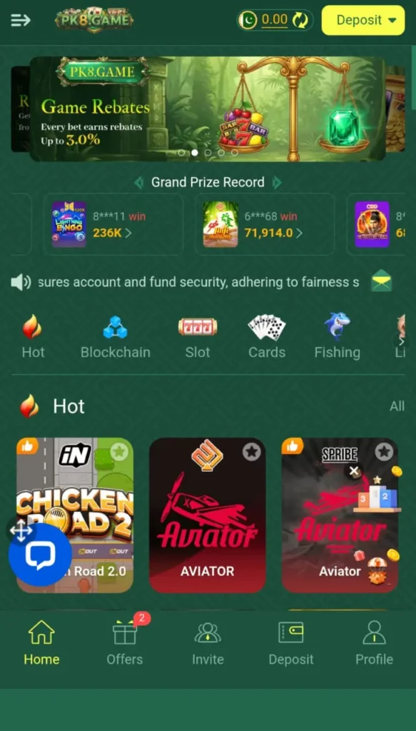 PK8 Game interface screenshot image.