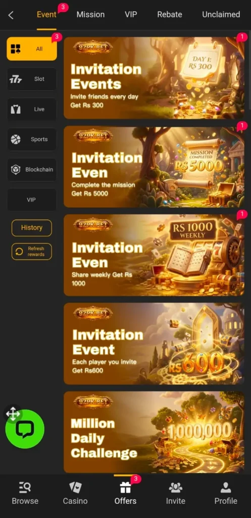 92PK Game users receive daily login bonuses and promotional rewards.