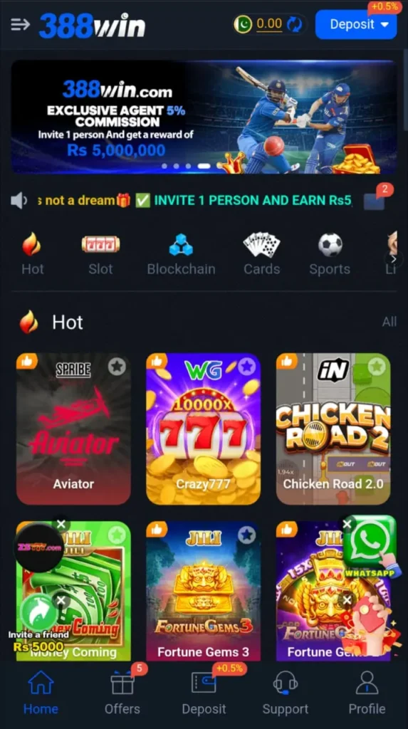 388Win Game interface screenshot image.