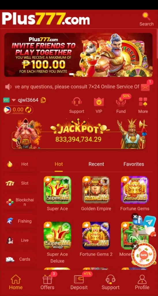 PLUS777 Game interface screenshot image.